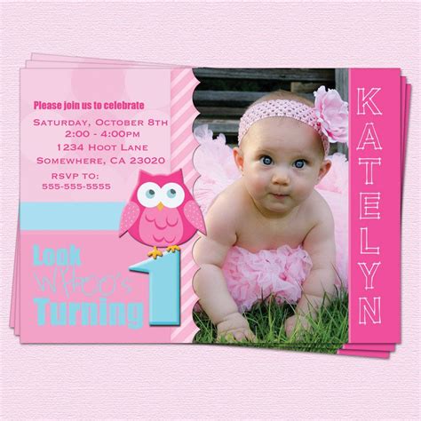 Awesome Girl First Birthday Invitations First Birthday Invitation Cards, Free Printable Birthday ...