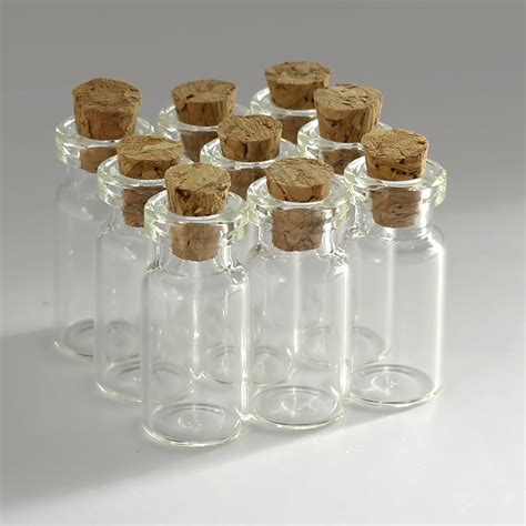 10PCS 2ML Empty Sample Vials Clear Glass Bottles With Corks Jars Small ...