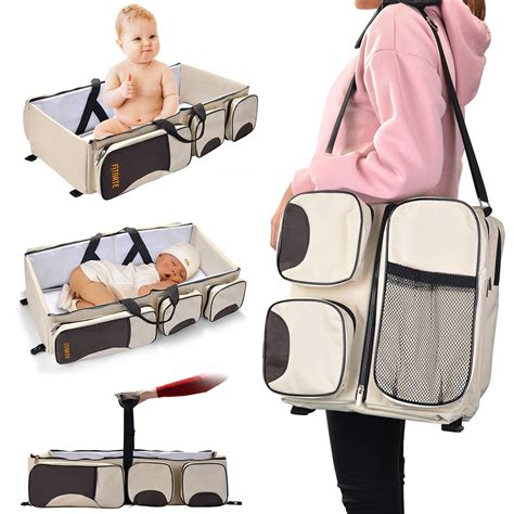 Fitnate 3 in 1 Baby Diaper Bag, Multi-Pockets Infant Travel Bassinet ...