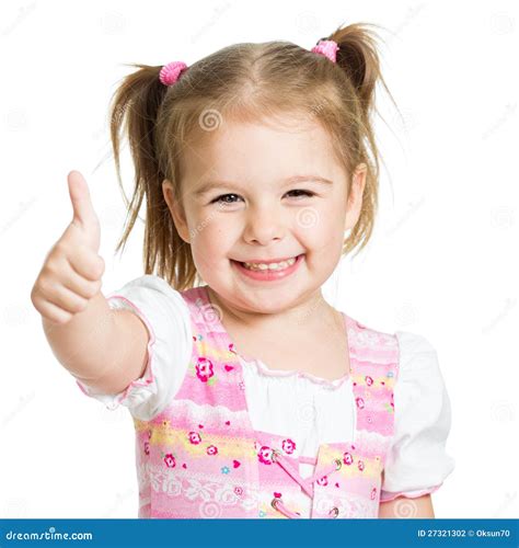 Happy Child Girl With Hands Thumbs Up Stock Photography - Image: 27321302