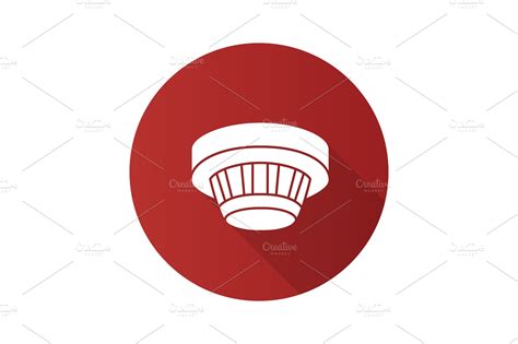 Smoke detector flat design long shadow glyph icon ~ Icons ~ Creative Market