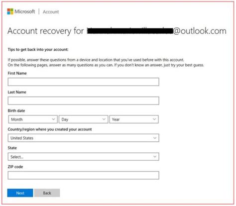 Microsoft Account Recovery Process - Online Validation - Microsoft ...