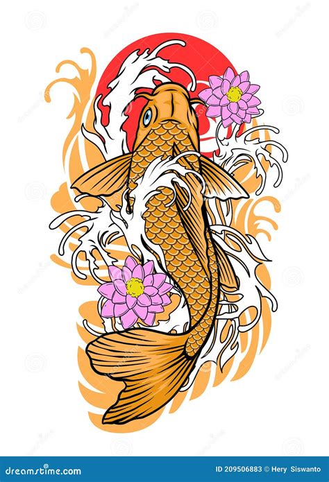 Koi Fish Tattoo Design in Vintage Look Stock Vector - Illustration of ...