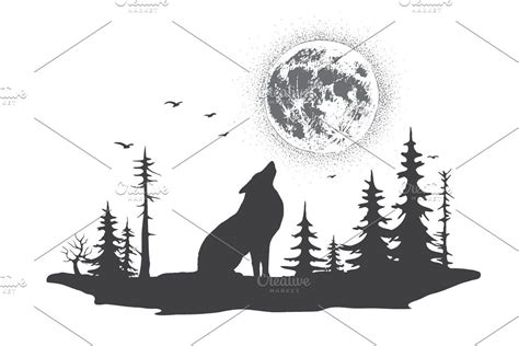 lonely wolf howling at the moon | Wolf howling, Howling wolf tattoo, Forest tattoos