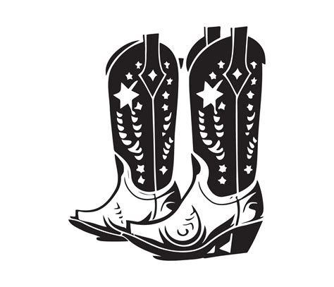 Cowboy boots, Cowgirl boots vector black graphic illustration 22664885 ...