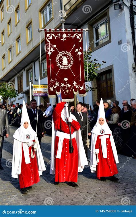 Spanish Traditional Holy Week with Religious Fraternity Processions. Viveiro, Spain, 19 Apr 2019 ...