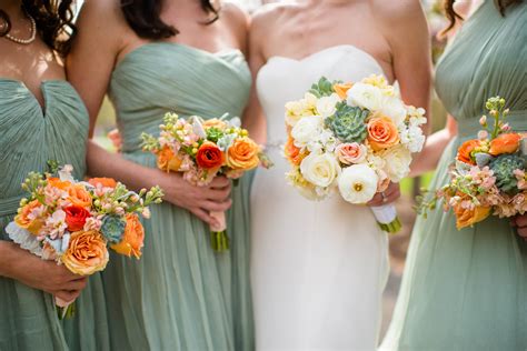 A bride & her tribe! Beautiful orange, sage green, and ivory hues. Meadowlark Botanical Gardens ...
