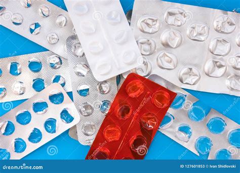 A Lot of Empty Plastic Blister Packaging of Pharmaceutical Tablets and ...