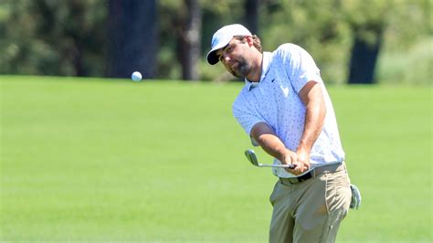 Scottie Scheffler chips to the No. 8 green during Practice Round 2 for ...