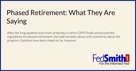 Phased Retirement: What They Are Saying | FedSmith.com