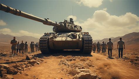 Premium AI Image | israeli army with huge amount of tanks