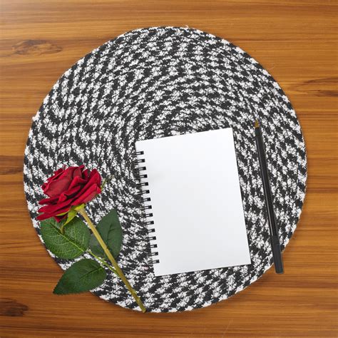 Black and White Placemats Set of 4 Cotton Can Be Used as Farmhouse Placemats, Rustic Placemats ...