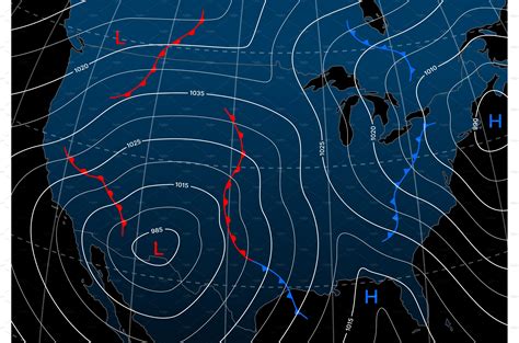 Forecast weather isobar night map | Vector Graphics ~ Creative Market