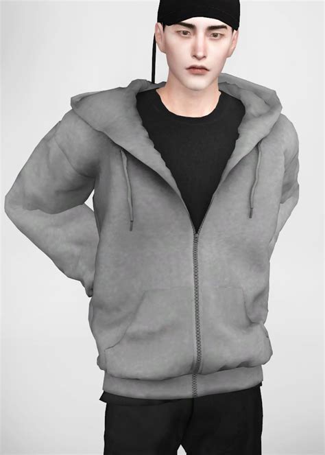 Loosefit zip up hoodie | 2sanghaec | Sims 4 men clothing, Sims 4 male ...