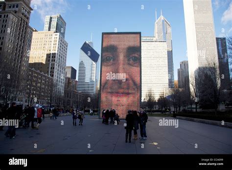 Crown Fountain in winter. Millennium Park Chicago Illinois Stock Photo ...