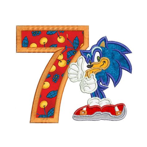 Sonic 7th Birthday Applique Design