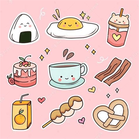 Premium Vector | Cute breakfast food doodle sticker set | Yazdırılabilir planlayıcı çıkartmaları ...