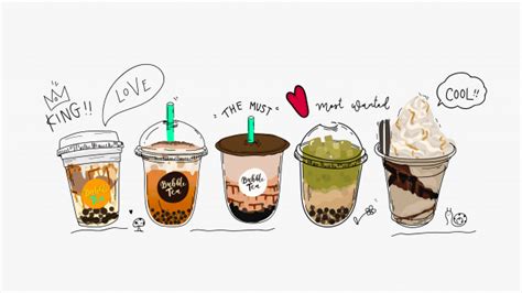 Collection Of Bubble Tea, Pearl Milk Tea And Coffees. | Tea illustration, Tea wallpaper, Tea cup ...