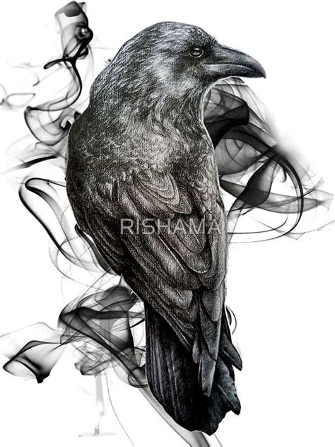 "crow gothic bird raven realism drawing sketch tattoo" Art Print for Sale by RISHAMA | Crow ...