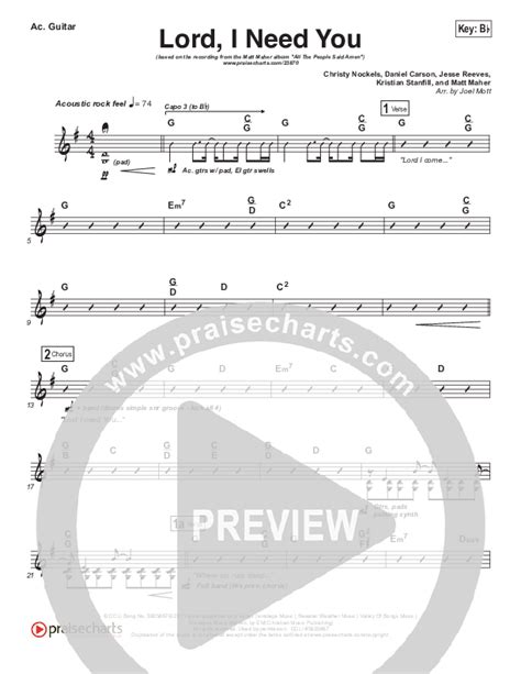 Lord I Need You Sheet Music PDF (Matt Maher) - PraiseCharts