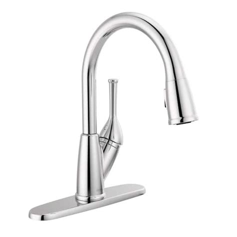 Delta Classic Single Handle Pull Down Sprayer Kitchen Faucet in Polished Chrome 19810-DST - The ...