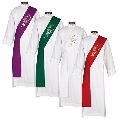 Deacon Stoles - Set of 4 Church Colors, Clergy/Altar Servers Apparel: Catholic Gifts & More