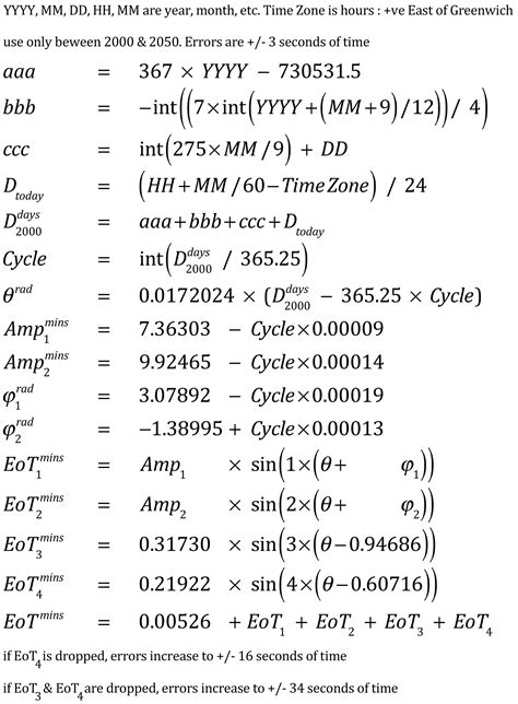 The Equation of Time - Calculating the Equation of Time