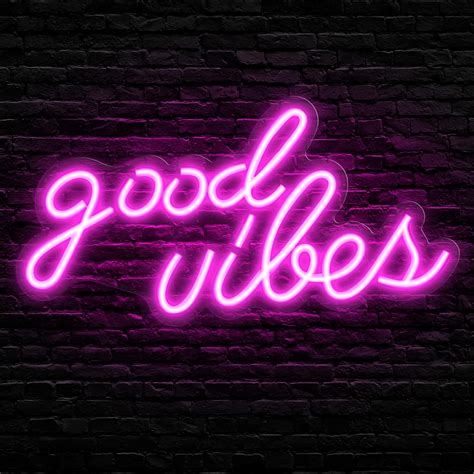 Amazon.com : Olekki Pink Good Vibes Neon Sign - Neon Lights for Bedroom, LED Neon Signs for Wall ...