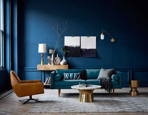 interior color trends 2021 navy blue living room design | Зеленые ...