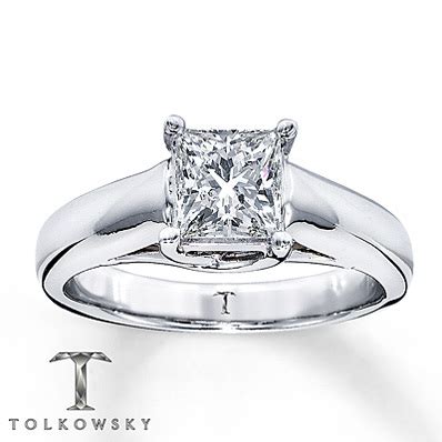 Kay Jewelers Diamond Solitaire Ring 1 ct Princess-Cut 14K White Gold ...