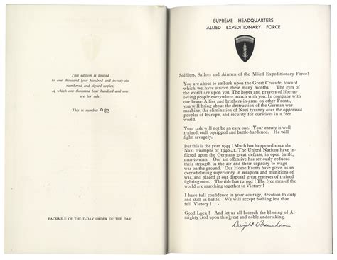 Lot Detail - Dwight D. Eisenhower Signed D-Day Speech From ''Crusade in Europe'' in Fine ...