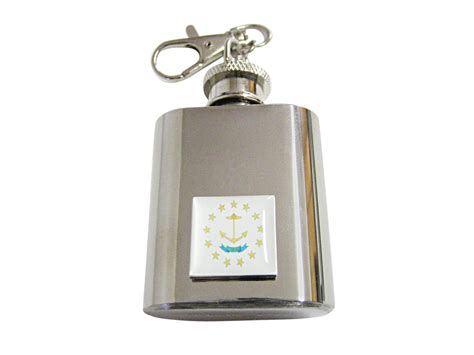 Rhode Island State Flag Pendant 1 Oz. Stainless Steel Key Chain Flask ...