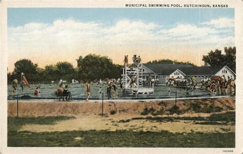 Municipal Swimming Pool Hutchinson, KS Postcard