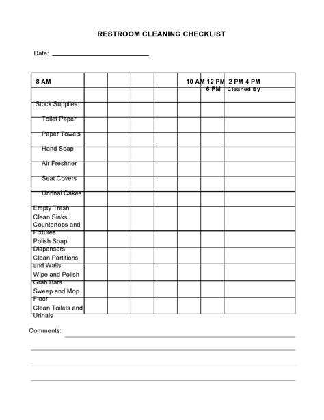 Free Bathroom Cleaning Log Template - PRINTABLE TEMPLATES