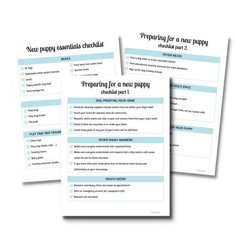 Free printable New puppy checklist