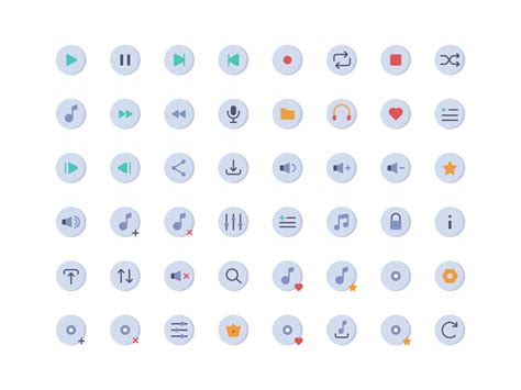 Music Player Buttons Flat Icon Set 2745475 Vector Art at Vecteezy