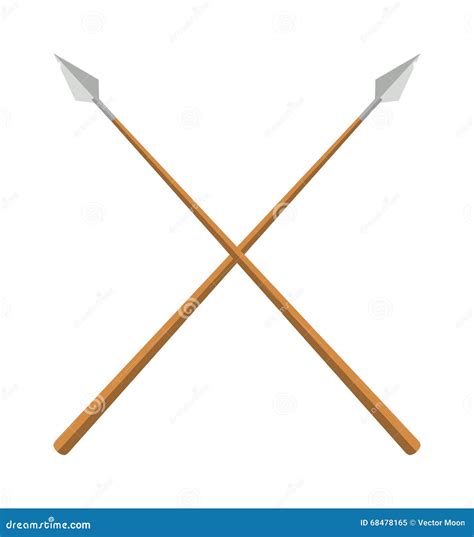 History Lance Tool Two Crossed Ancient Spears Flat Vector Illustration. Stock Vector ...