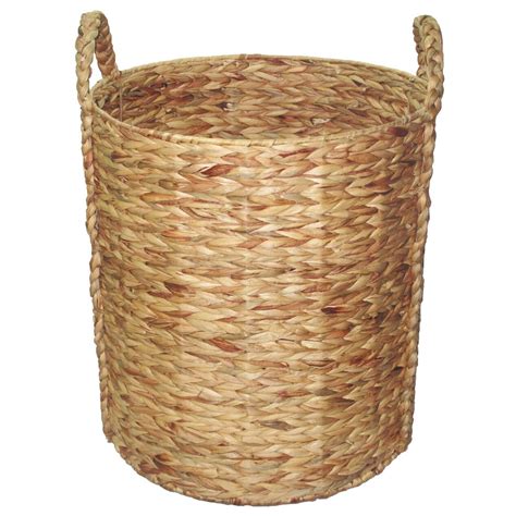 Round Woven Natural Basket with Braided Handles, Large (20") | At Home | Natural baskets, Basket ...