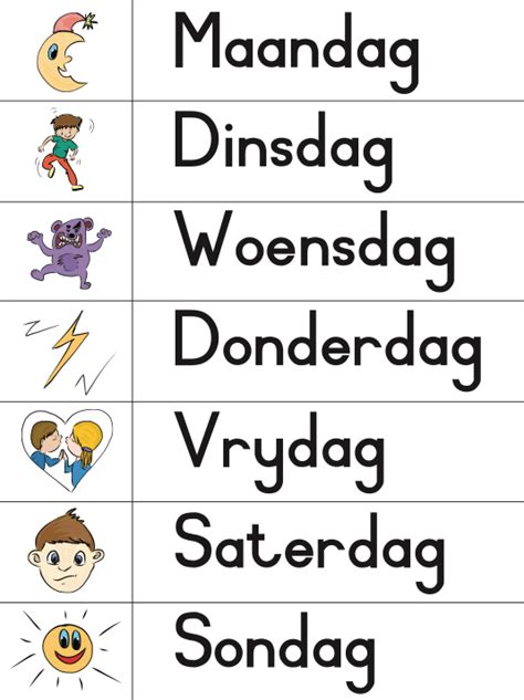 KraftiMama, Dae van die Week, Afrikaans Verniet Printables Grade R Worksheets, Alphabet Writing ...