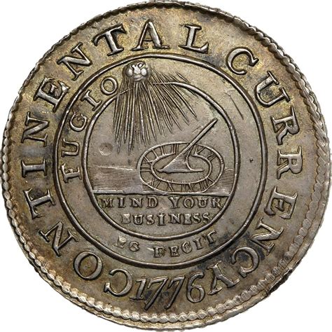 1776 Continental Currency Dollar, MS63 Extremely Rare EG FECIT, Newman 3-D in Silver Finer of ...