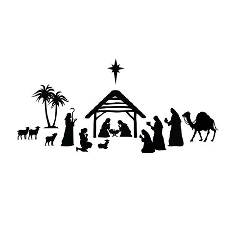 Printable Nativity Scene Silhouette