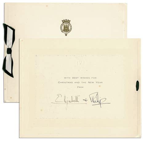 Lot Detail - Queen Elizabeth and Prince Philip Signed Christmas Card -- Official 1940's Royal Card