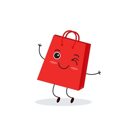 Cute happy funny shopping bags. Vector cartoon character illustration icon design.Isolated on ...