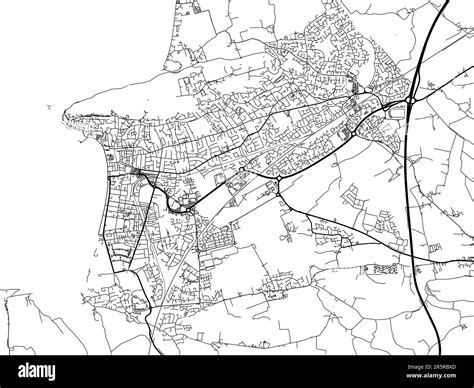 Road map of the city of Weston-super-Mare in the United Kingdom on a ...