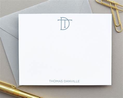 Personalized Monogrammed Stationery for Men, Initial Note Cards - Augusta Joy