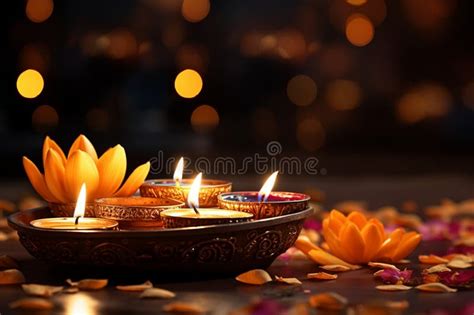 Diwali Wallpaper Glowing Lights Diya and Festive Background Illuminate Celebrations Stock ...