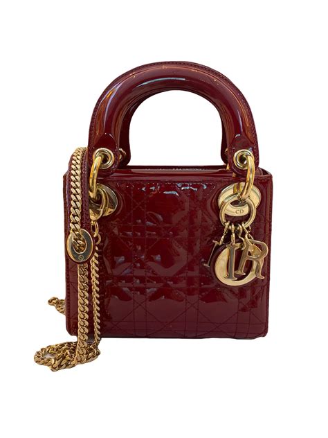 RED PATENT MINI LADY DIOR BAG - styleforless