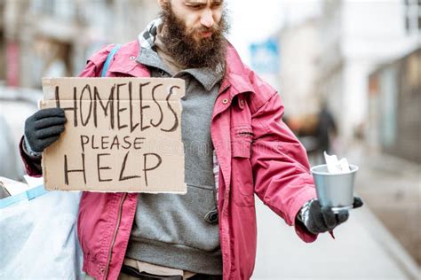 Homeless Begging Money on the Street Stock Photo - Image of begging ...