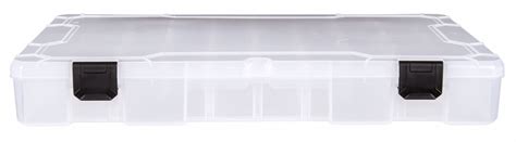 FLAMBEAU Adjustable Compartment Box: 14 1/4 in x 2 in, Clear, 22 Compartments, 20 Adj Dividers ...