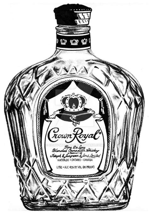 Crown Royal b & w bottle templete | Bottle drawing, Crown royal bottle, Bottle tattoo